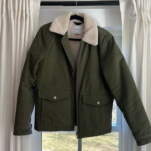 Topman Utility Sherpa Lined Green Jacket